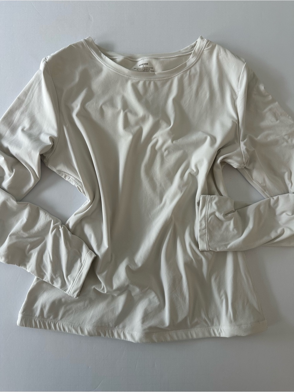 SUUKSESS Women's White Long Sleeve Buttery Soft Crewneck Pullover Top Size Small